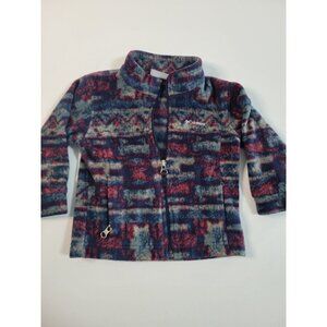 Columbia Outdoor Jacket Youth Kids 2T Toddler Fleece Aztec Western Geo Zip Blue